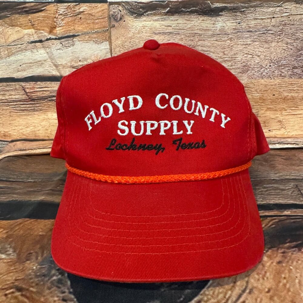 Young An Hat Floyd County Supply Lockney Texas Men's One Size Red Rope Snapback